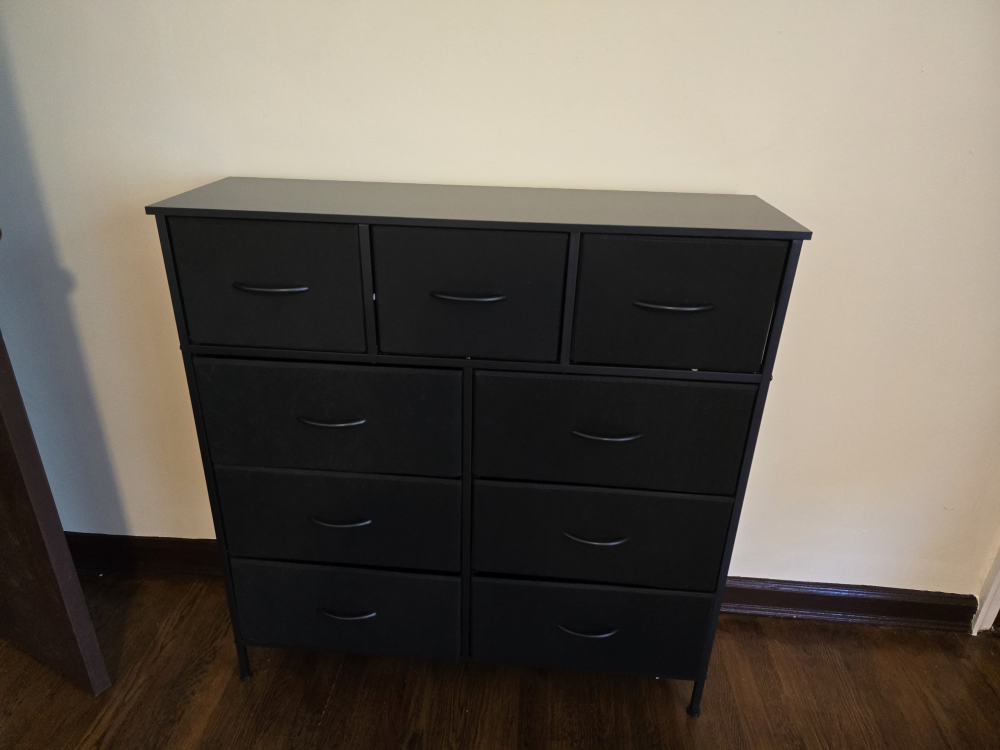 9 draw Black Fabric Drawer Dresser