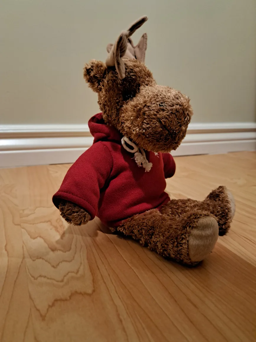 Adorable Canadian Moose Plush Toy in Red Hoodie 12" image indicator(3)