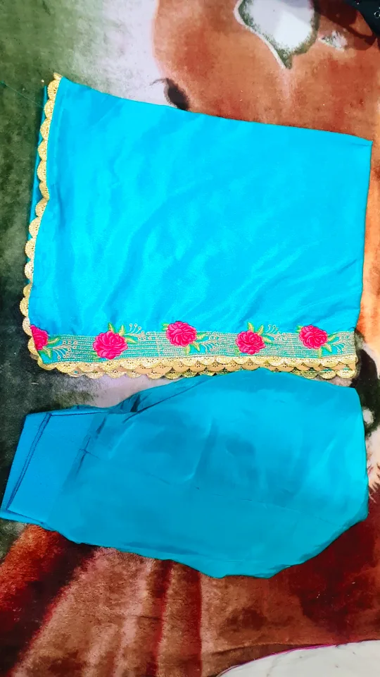 Beautiful teal Punjabi suit with embroidered details image indicator(3)