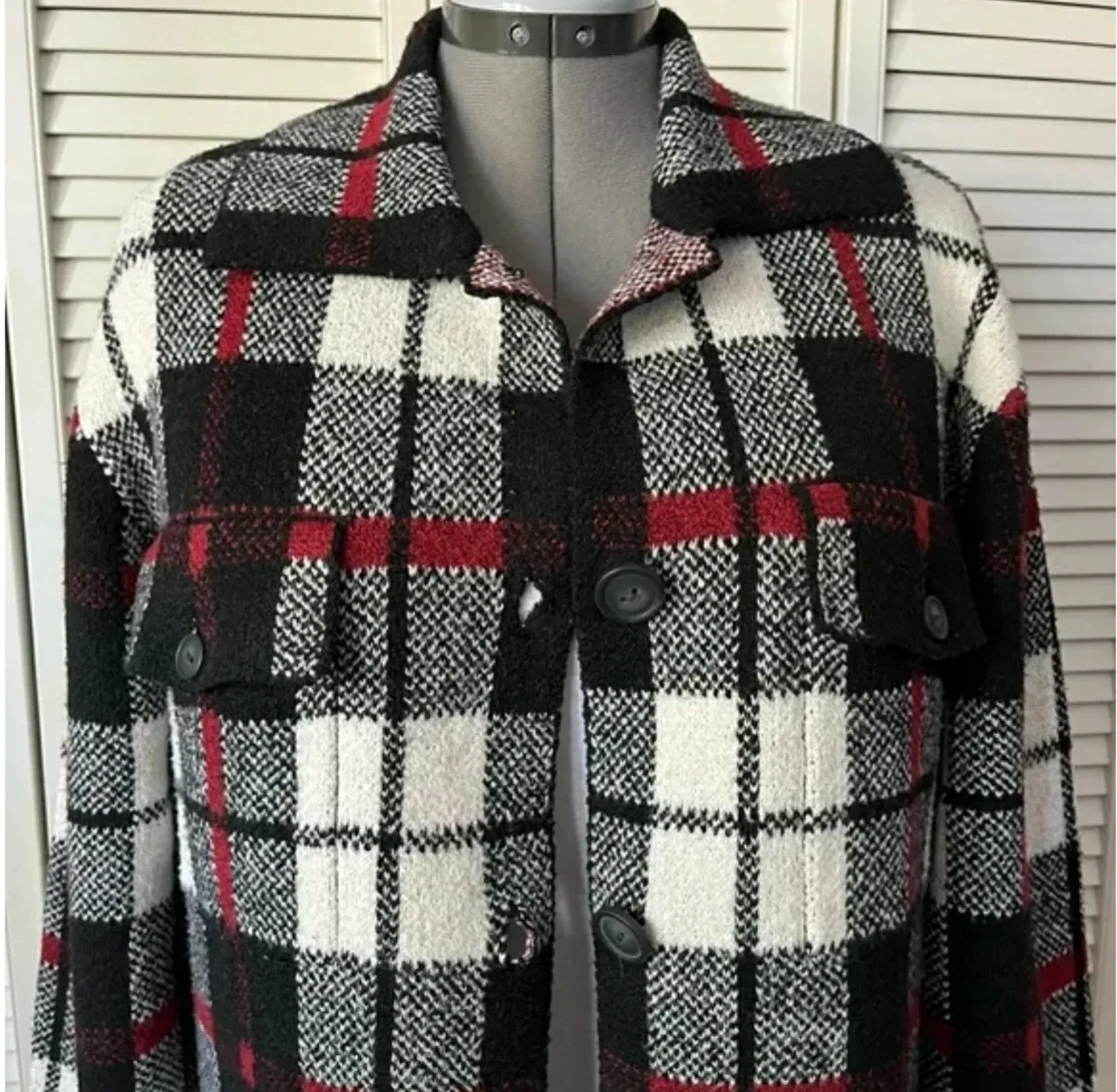 Plaid Knit Button-Up Jacket image indicator(5)