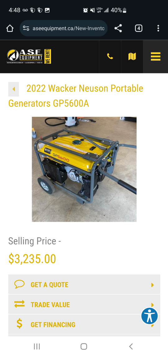 Wacker Neuson GP5600A Portable Generator