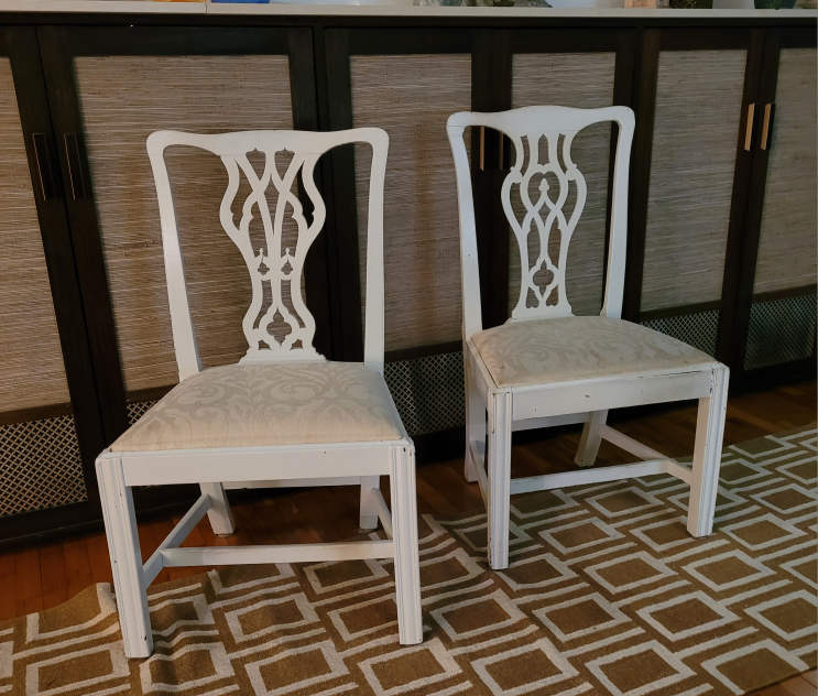 Pair of White Painted Dining Chairs