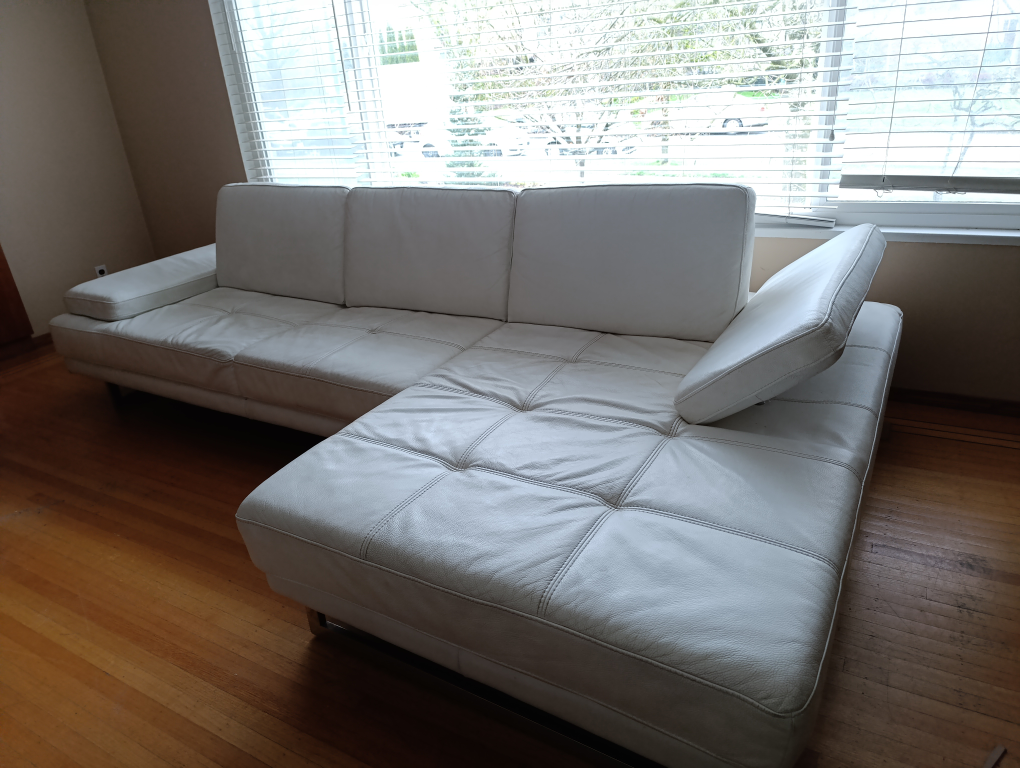 White Leather Sectional Sofa - photo 2