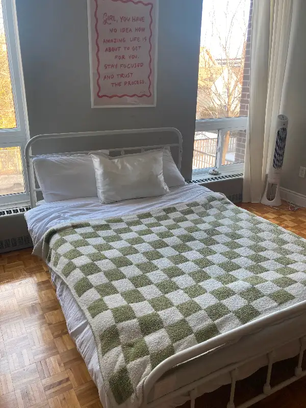 White Metal Double Bed Frame with VADSÖ matress
