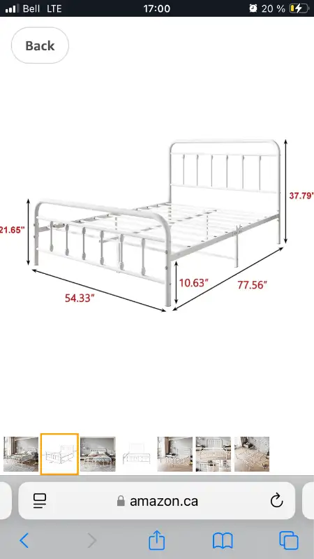White Metal Double Bed Frame with VADSÖ matress - photo 3