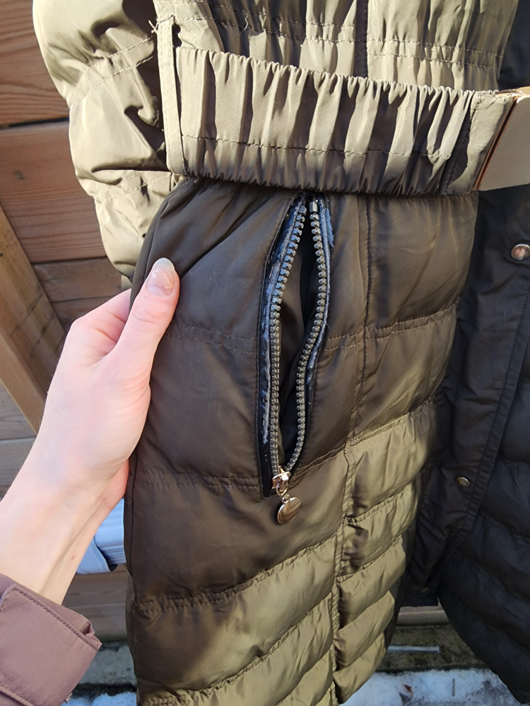 Women's Olive Green Belted Puffer Coat - photo 5