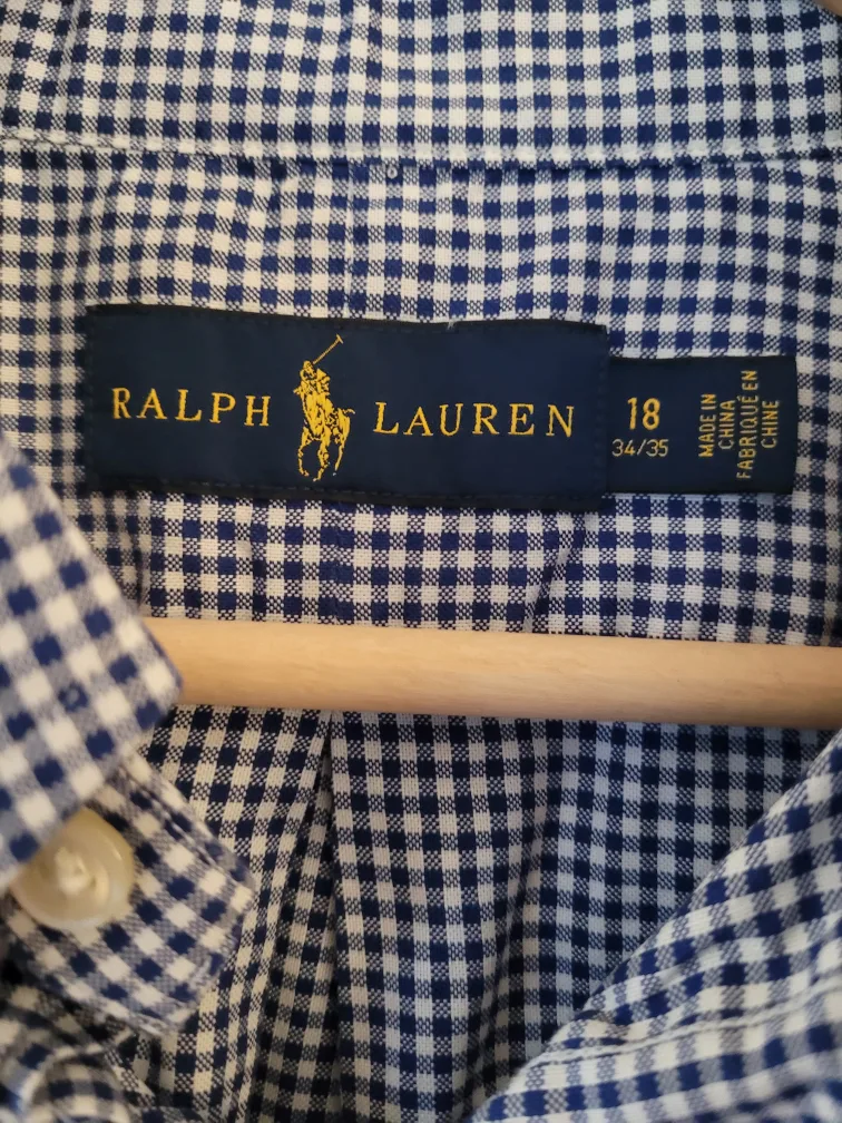 Men's Ralph Lauren Gingham Button-Down Shirt - Size 18 image indicator(3)