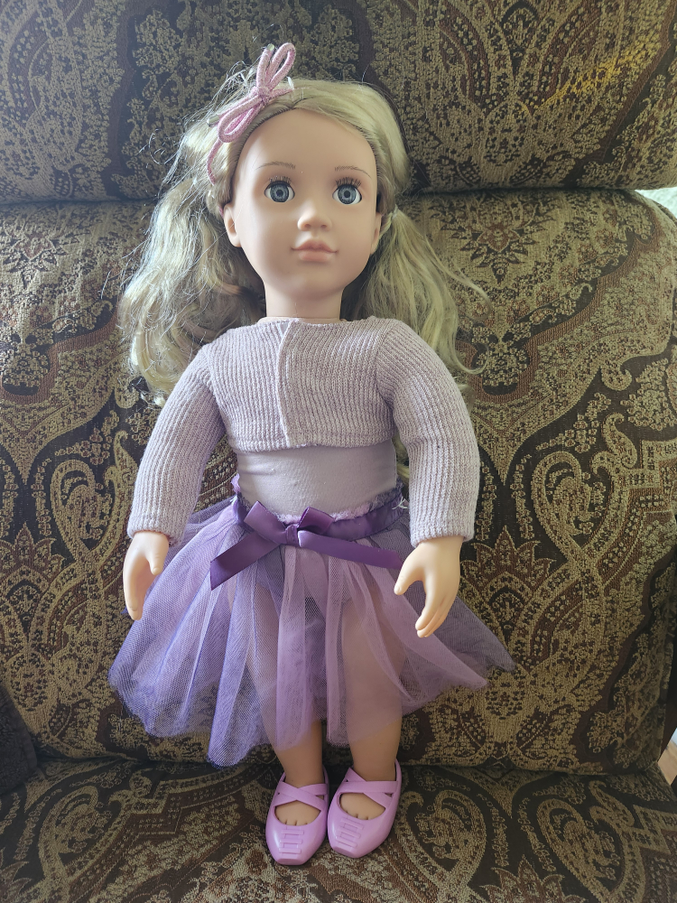 Adorable 18-inch Blonde Hair Doll in Lavender Outfit