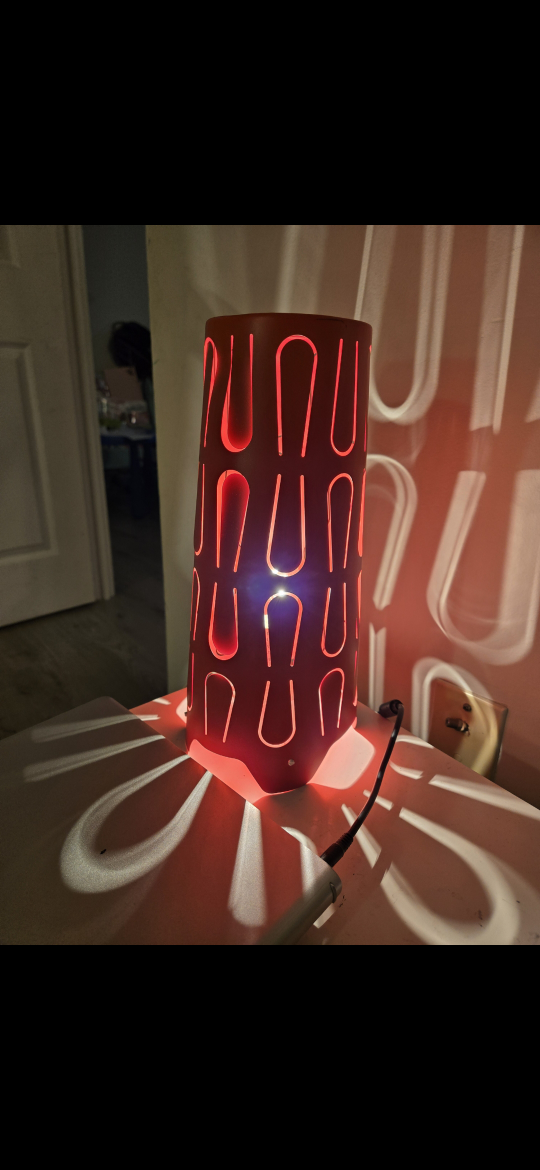 Red Table Lamp with Cut-Out Design
