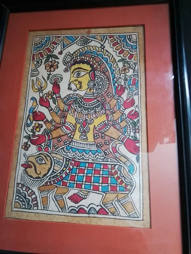 Framed Pattachitra Painting of Goddess Durga on leather image indicator(2)