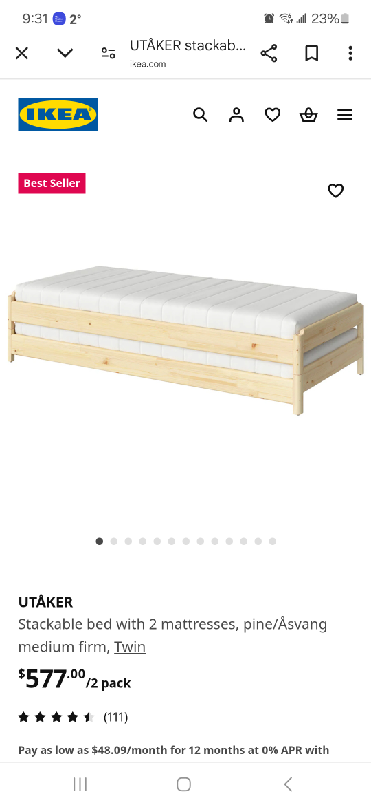 IKEA UTÅKER Stackable Bed Frame with Mattress - photo 3