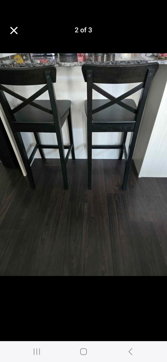 Pair of Black Bar Stools - photo 2