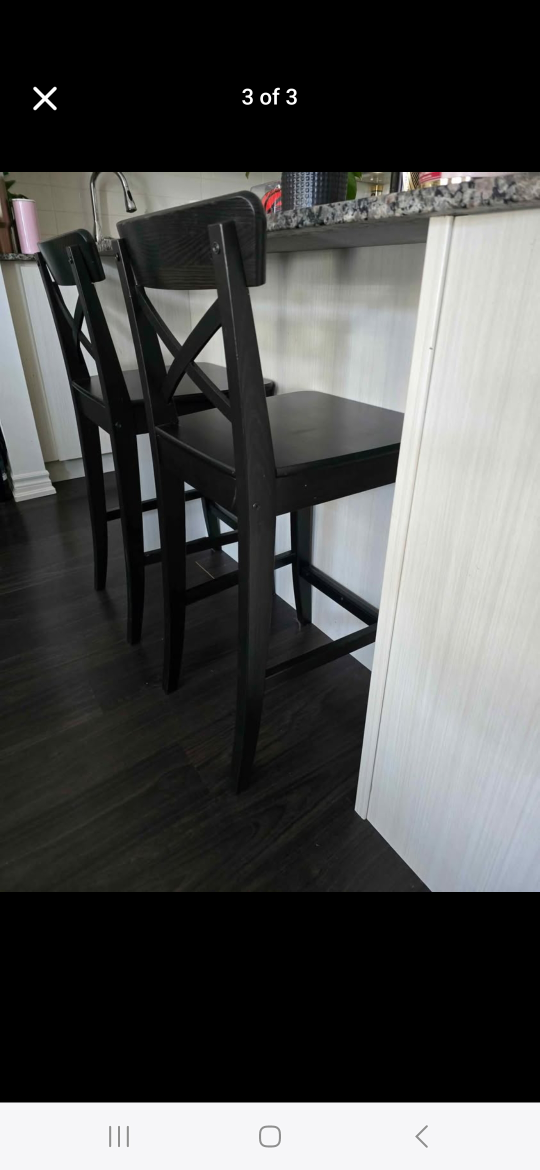 Pair of Black Bar Stools - photo 3