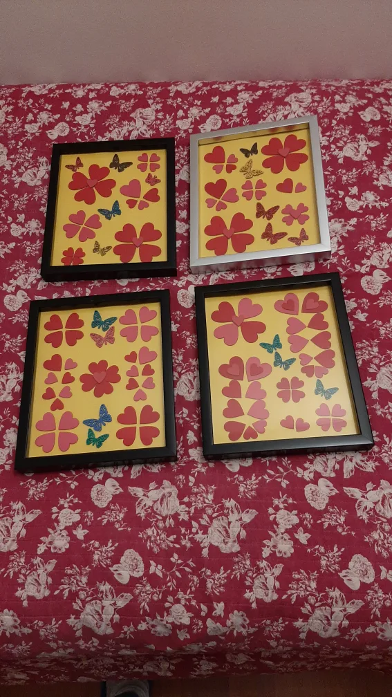 Set of Four Heart and Butterfly Framed Pictures image indicator(2)