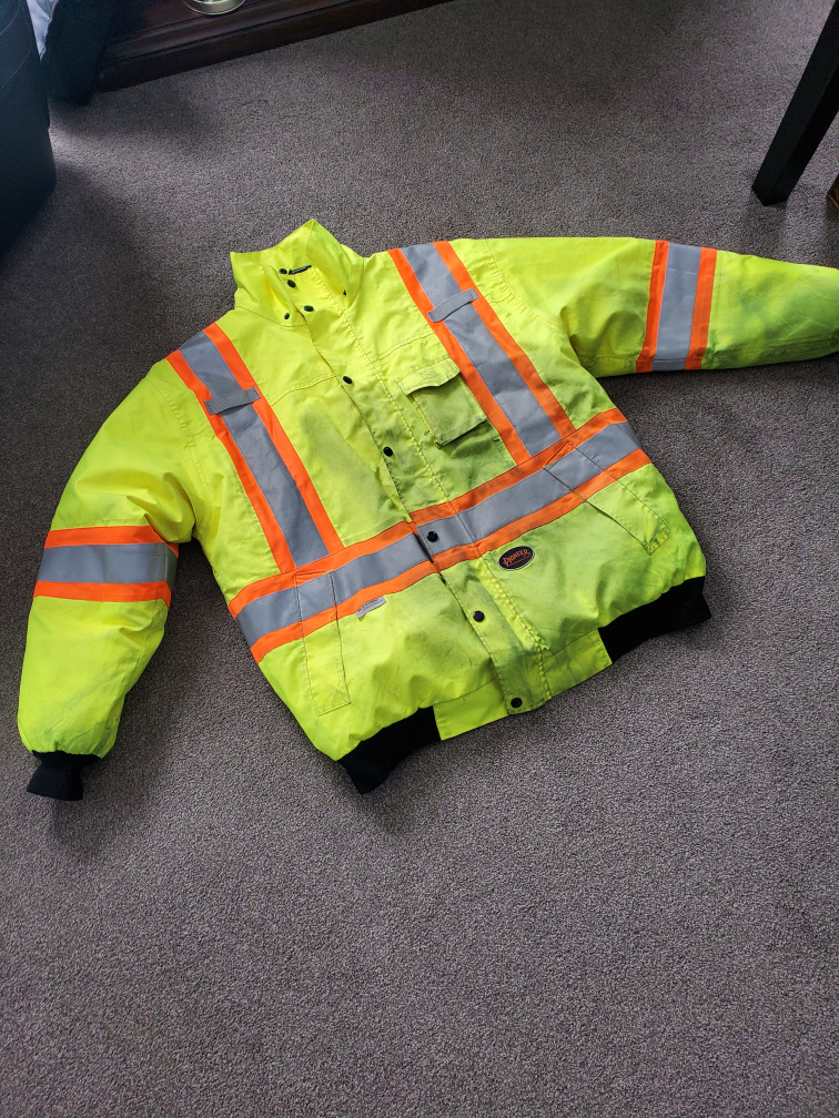 Yellow high-visibility winter jacket