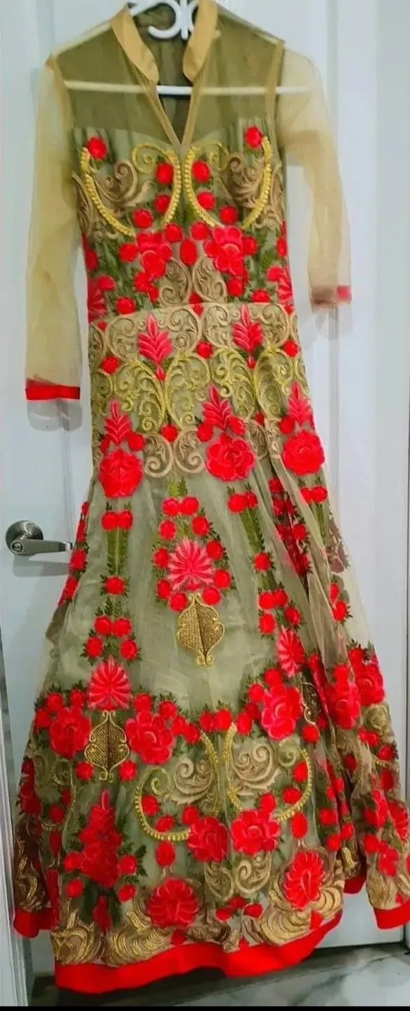 Beautiful embroidered floor length gown image indicator(2)