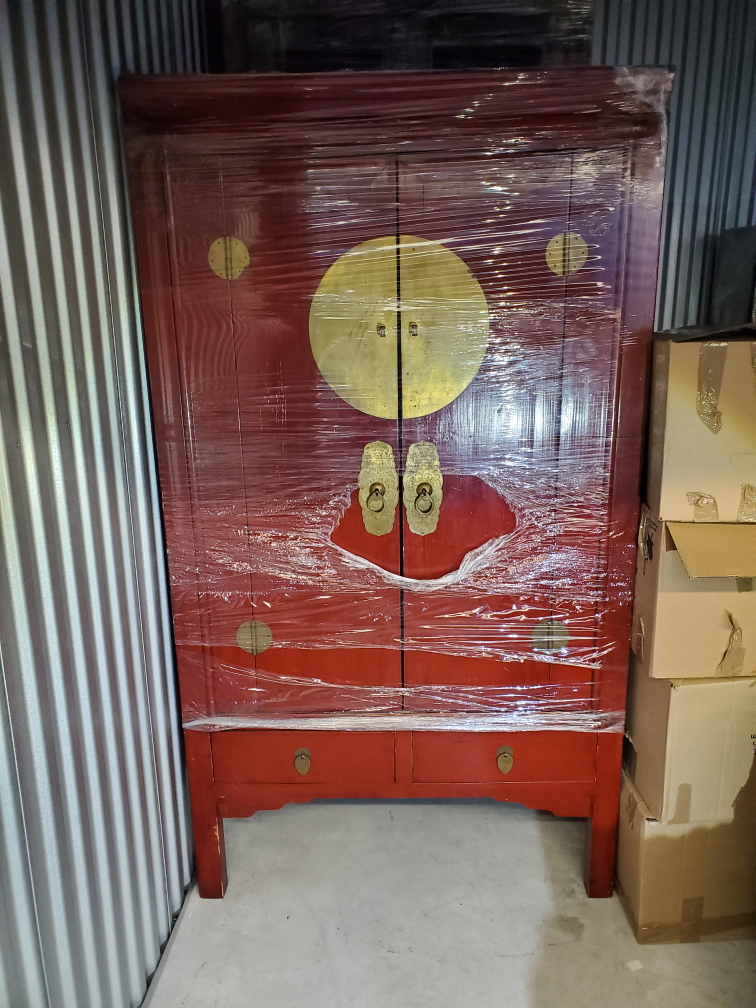 Asian-style Red Lacquer Cabinet
