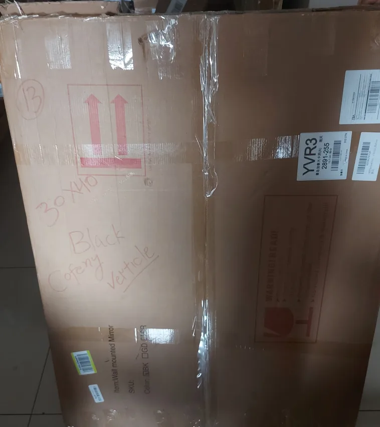 COFENT 40" x 30" Black Rectangle Wall Mirror image indicator(6)