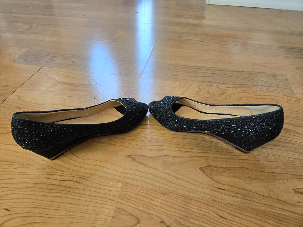 new black open toe wedge heels - photo 5