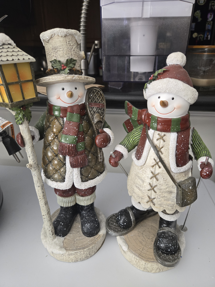 Set of Two Adorable Snowman Figurines