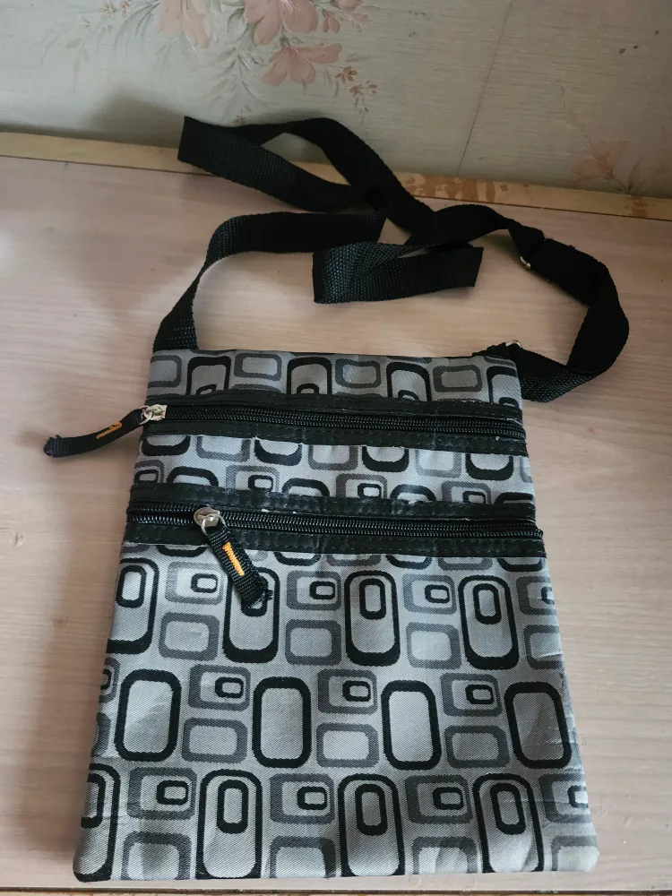 Grey and Black Geometric Pattern Crossbody Bag thumbnail