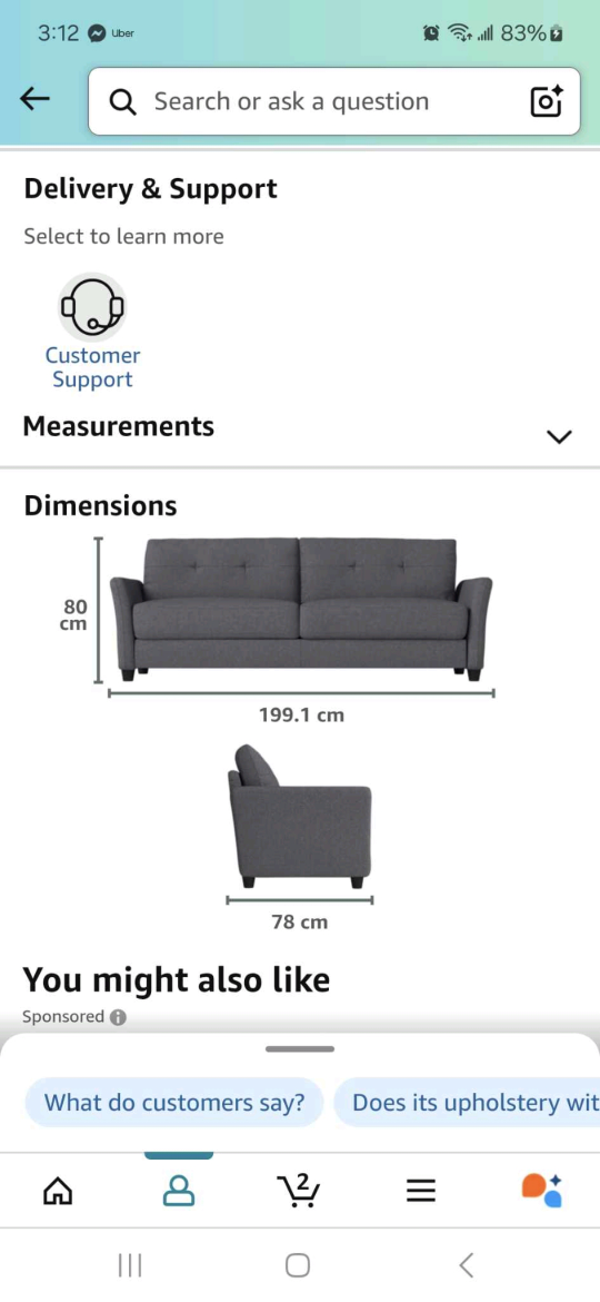 Futon Sofa Bed - Grey and Black - photo 2