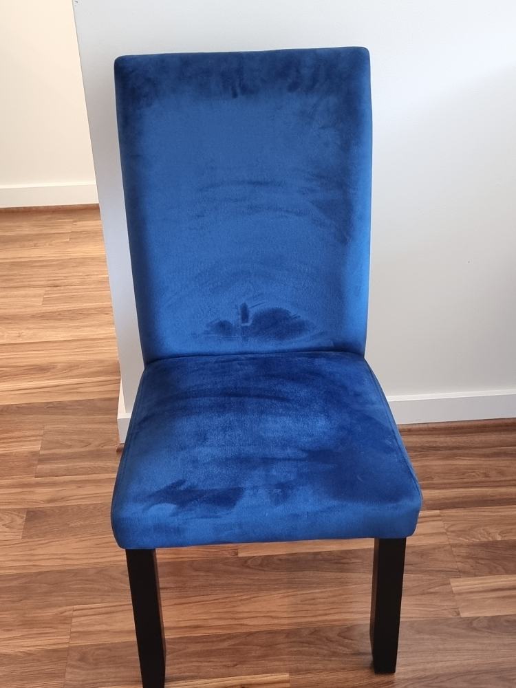 Glass-top Dining Table Set with Four Blue Velvet Chairs - photo 3