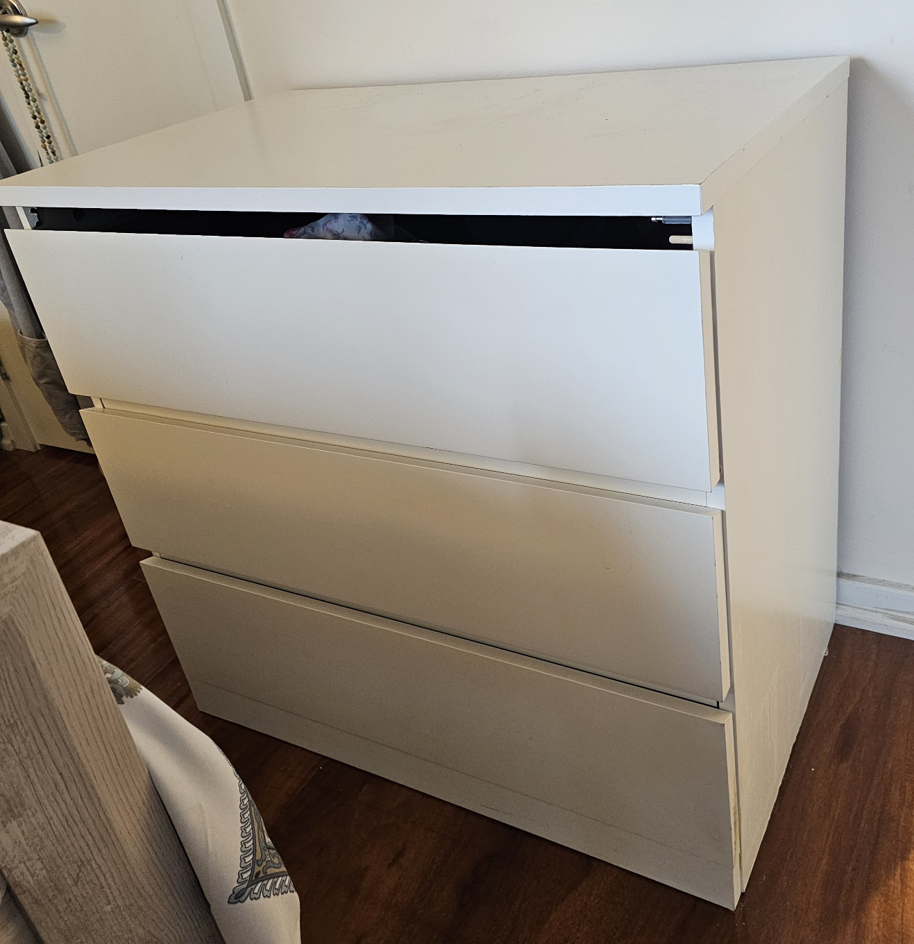 White Three-Drawer Dresser