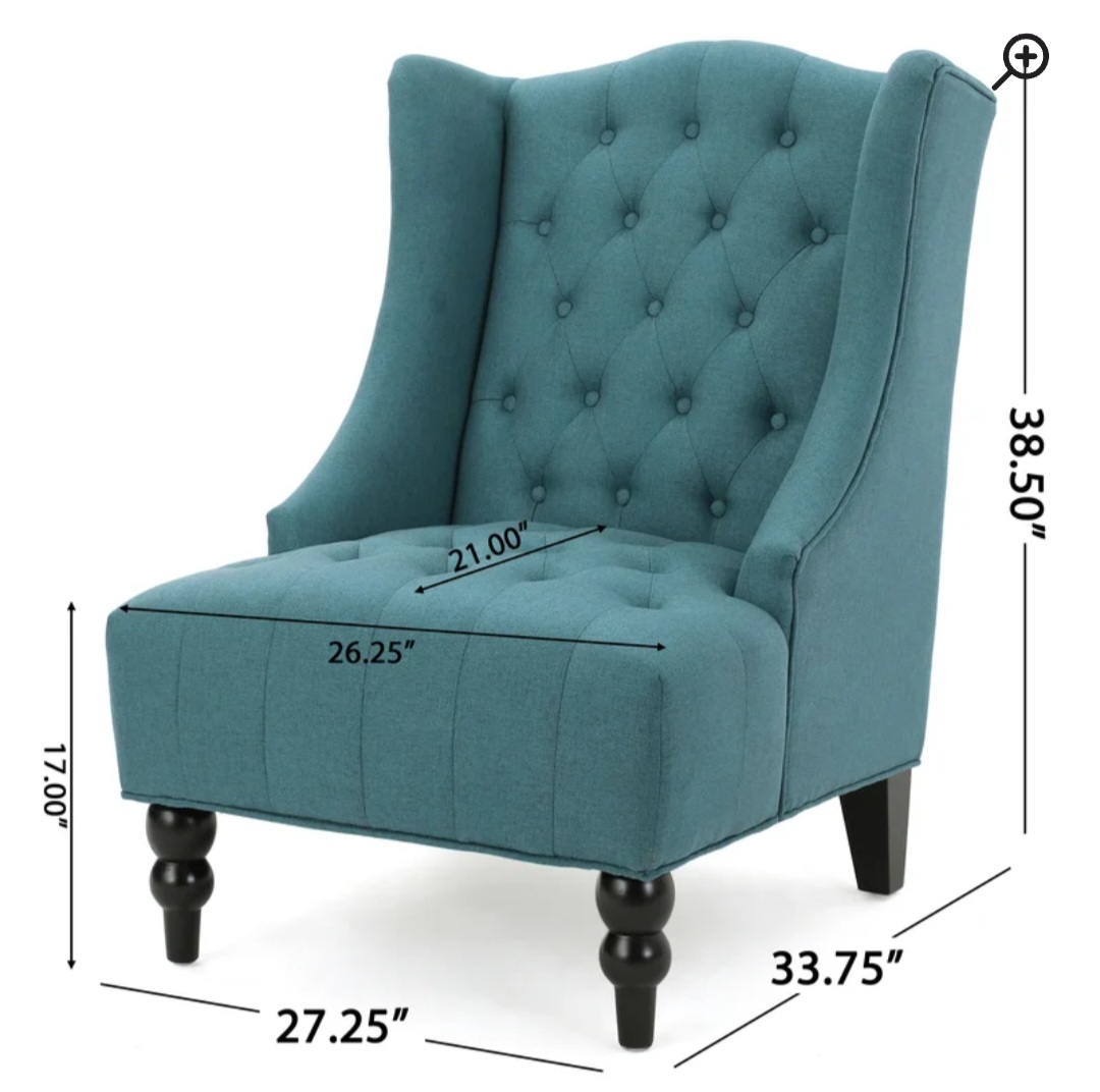 Teal Wingback Accent Chair - photo 2