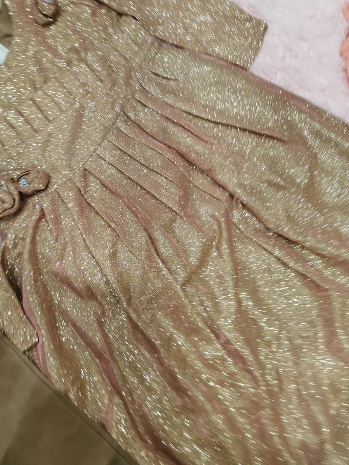 Girls' Rose Gold Glitter Dress and Pants Set - photo 3