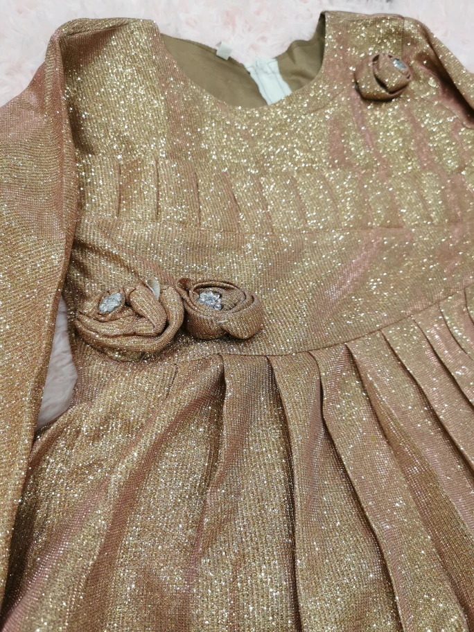 Girls' Rose Gold Glitter Dress and Pants Set - photo 4