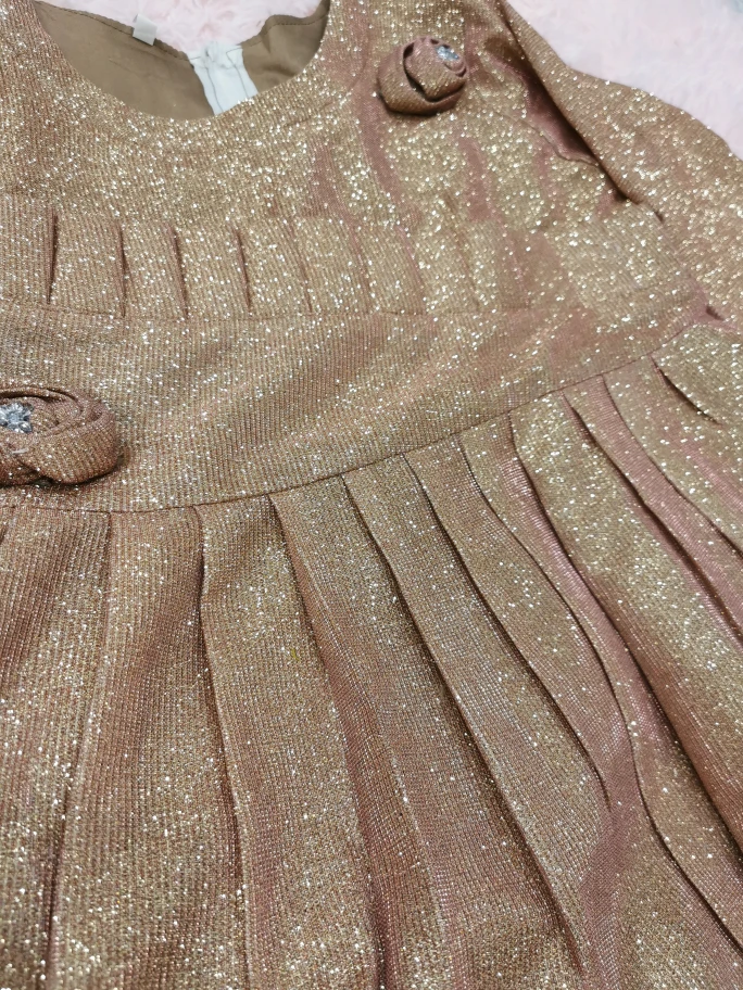 Girls' Rose Gold Glitter Dress and Pants Set - photo 5