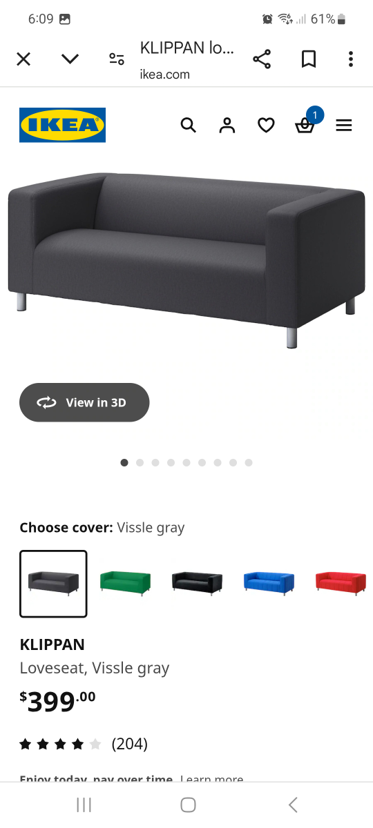 IKEA KLIPPAN Loveseat - Vissle Gray Cover - photo 4