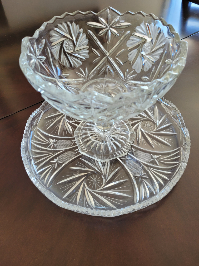 Vintage Crystal Serving Bowl and Platter Set - photo 4
