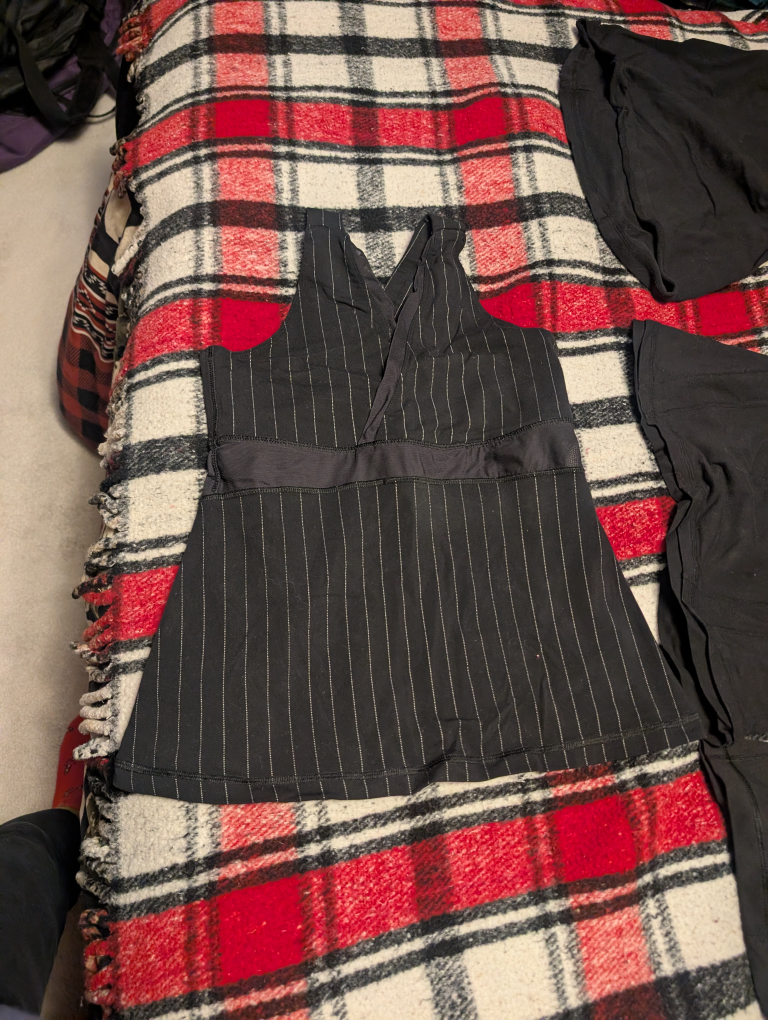 Lululemon Black and White Pinstripe Sleeveless Top