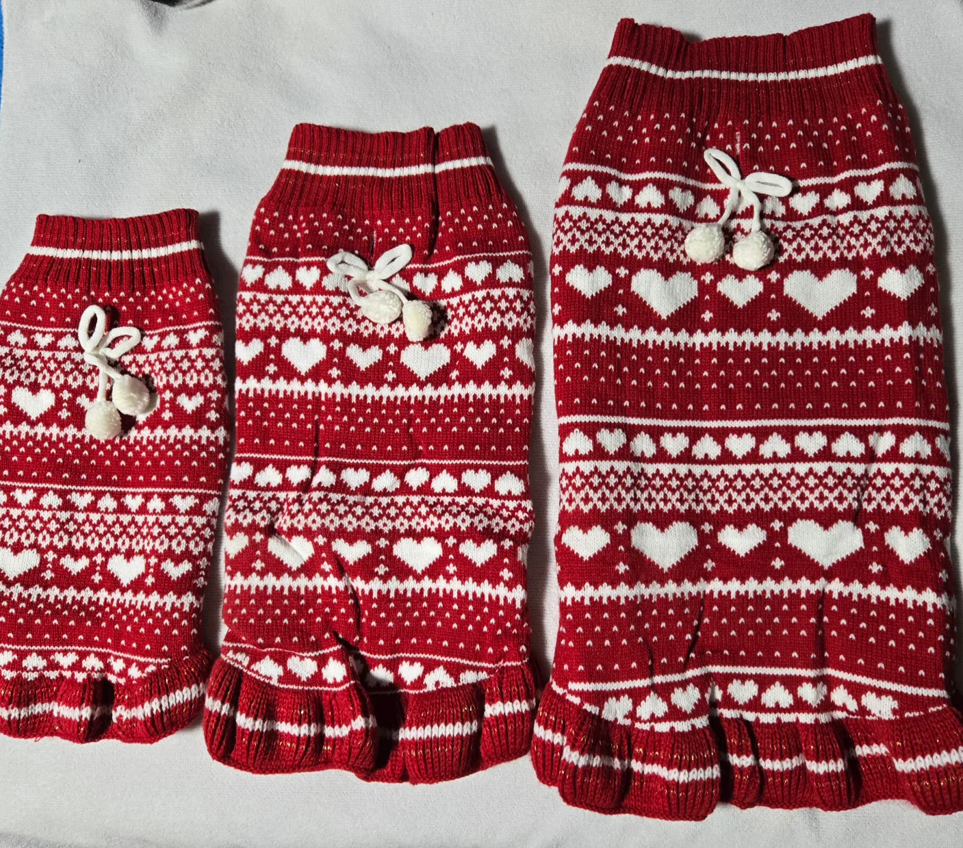 Red & White Knit Dog Sweater (Sizes M-L-XL) thumbnail
