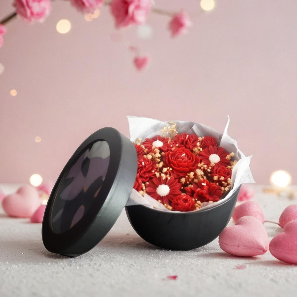 Beautiful handmade Red candle Flower Bouquet - photo 2