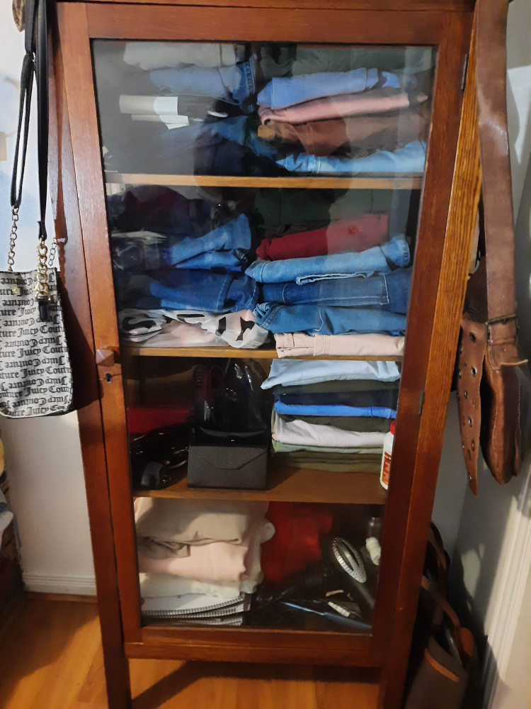Vintage Wooden Display Cabinet with Glass Doors, - photo 2