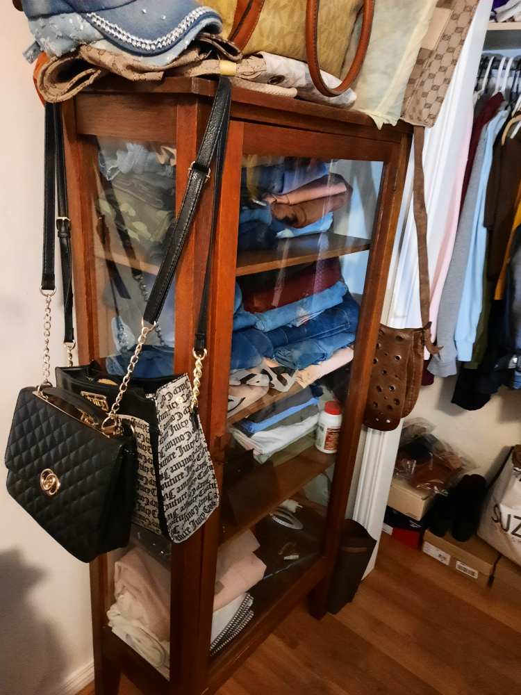 Vintage Wooden Display Cabinet with Glass Doors, - photo 3