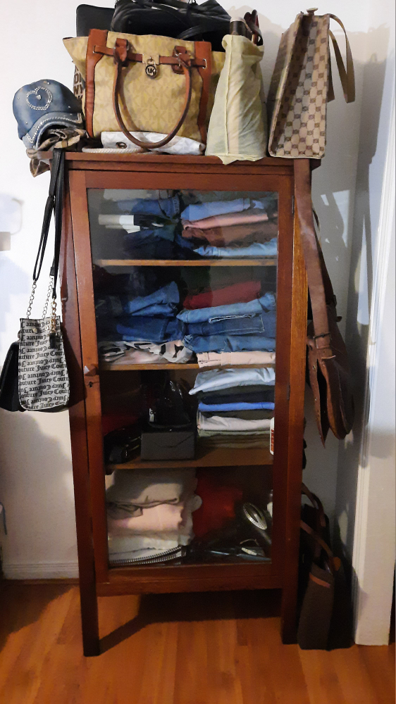 Vintage Wooden Display Cabinet with Glass Doors, - photo 4