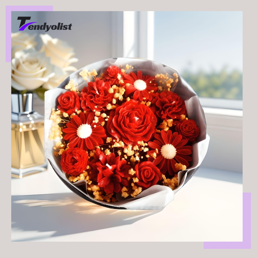 Beautiful handmade Red candle Flower Bouquet