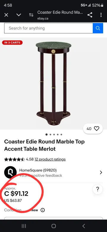 Round Green Marble Top Accent Table Merlot image indicator(5)