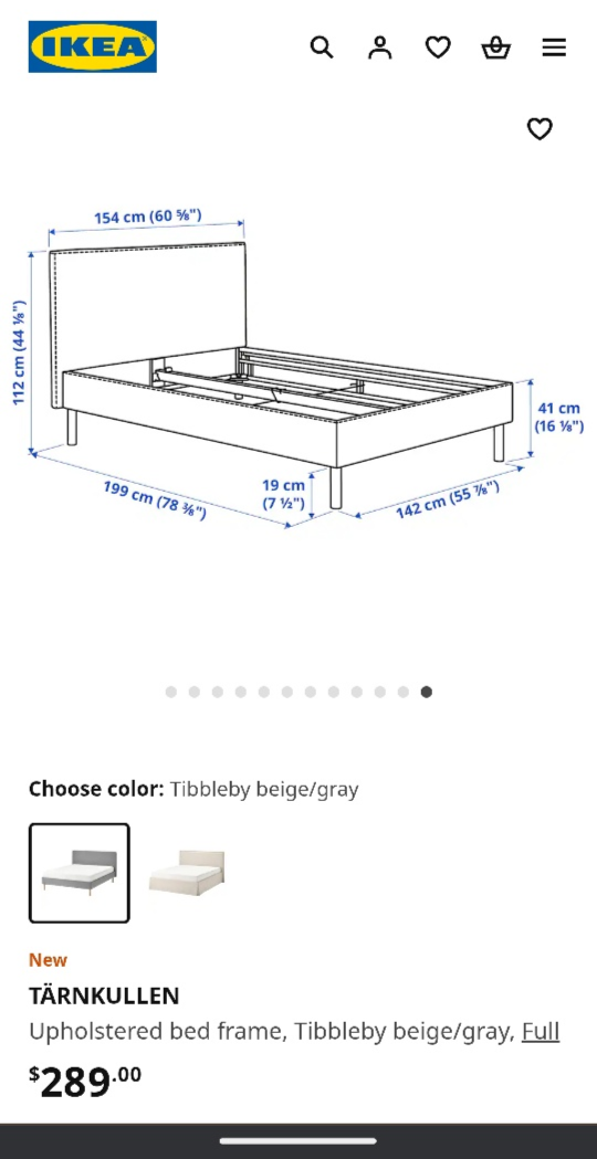 JUNO Queen mattress + IKEA TÄRNKULLEN upholstered bed frame - photo 3