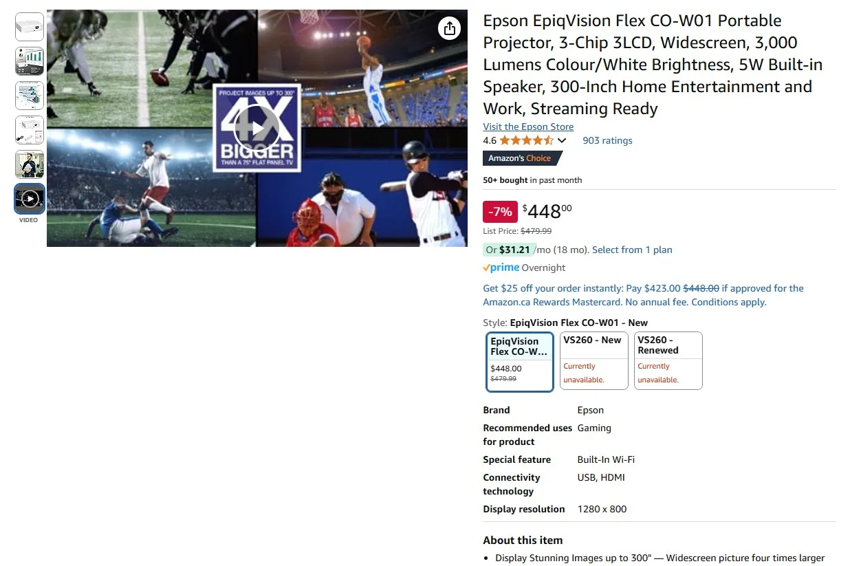 Brand New Epson CO-W01 Projector image indicator(7)