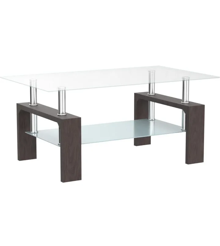 Modern Glass Coffee Table with Shelf image indicator(3)
