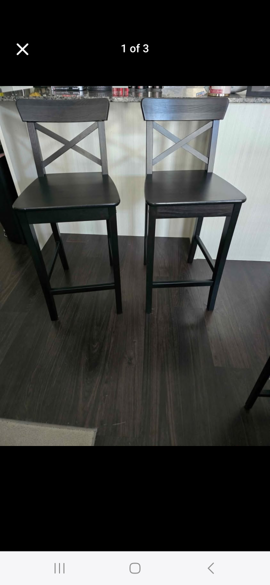 Pair of Black Bar Stools