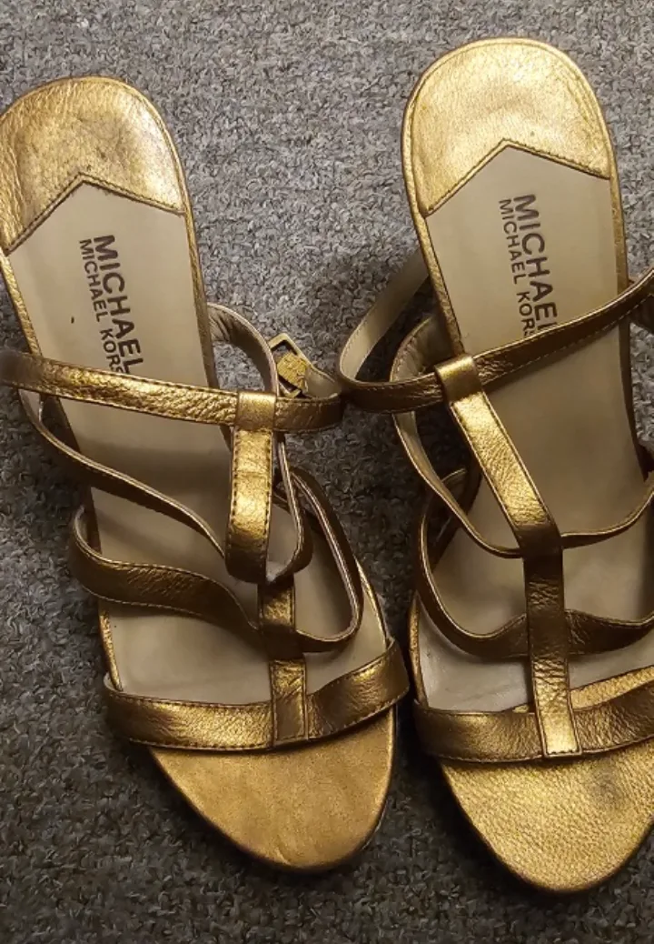 #freecycle   Michael Kors Gold Wedge Sandals image indicator(5)