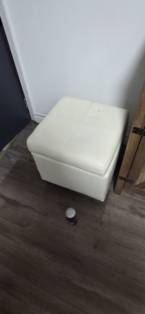 White Faux Leather Storage Ottoman - photo 2