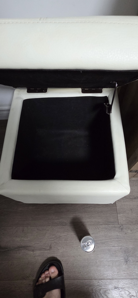 White Faux Leather Storage Ottoman - photo 3