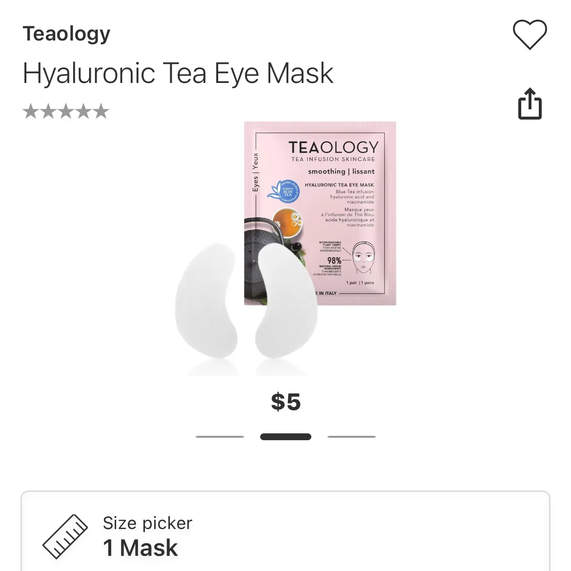 Teaology hyaluronic tea eye mask x 3 pairs image indicator(3)